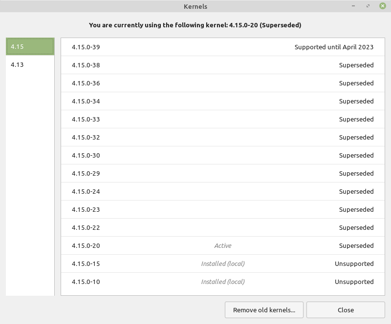 Listing available kernels