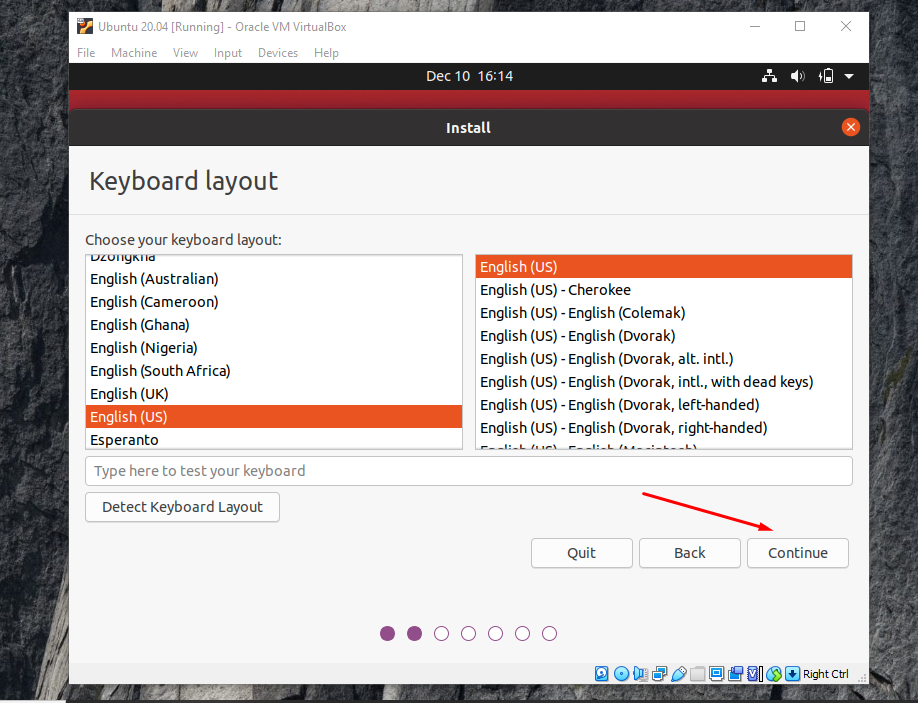 select keyboard langauage