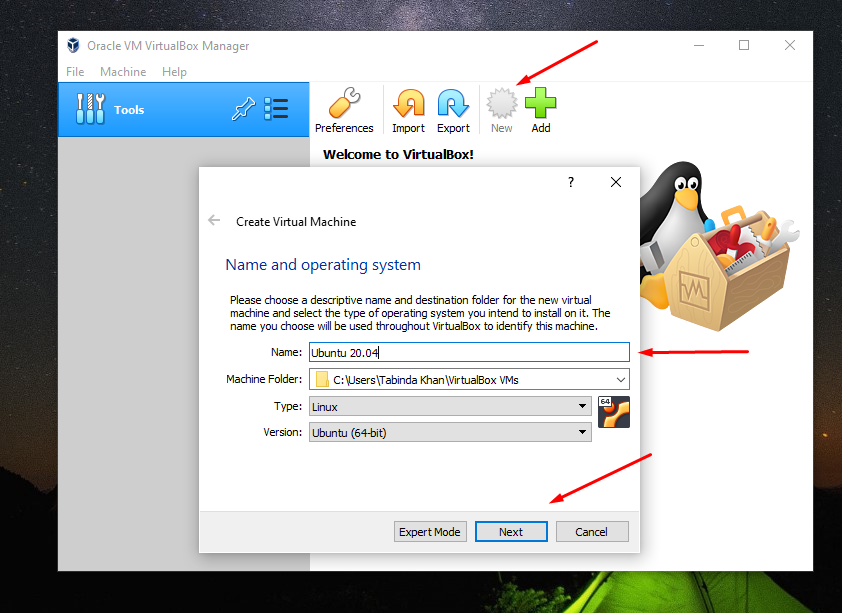 install ubuntu in VirtualBox