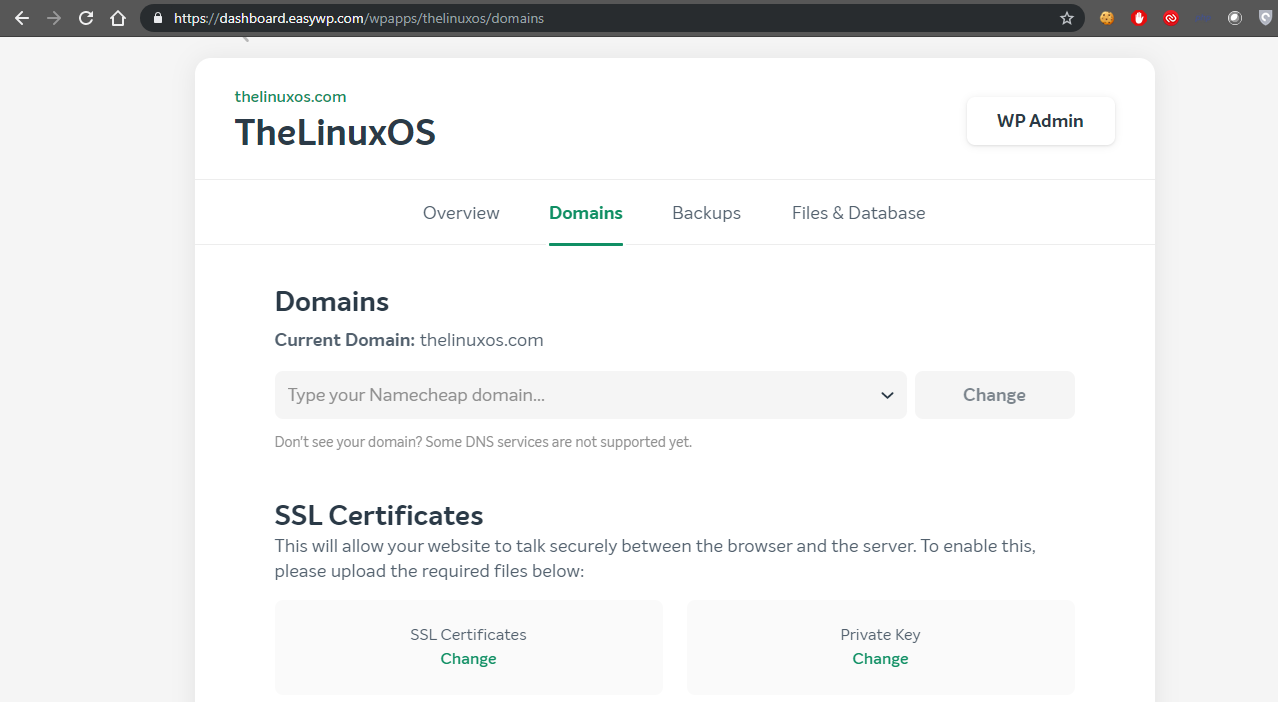 upload the certificate